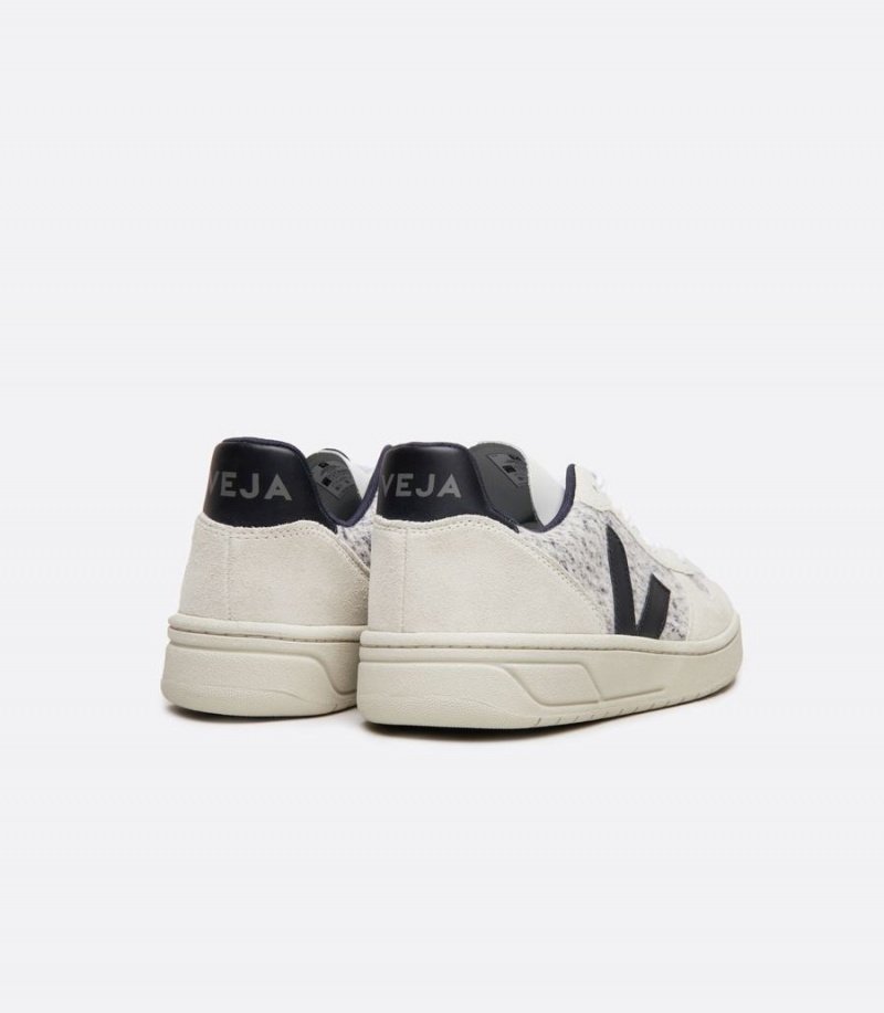 Veja V-10 Flannel Snow Erkek Kısa Ayakkabı Beyaz Siyah | RCY2972QT