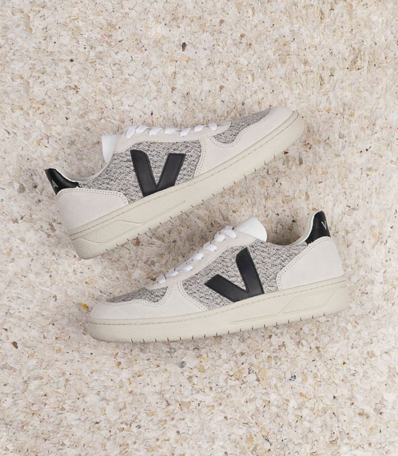 Veja V-10 Flannel Snow Erkek Kısa Ayakkabı Beyaz Siyah | RCY2972QT