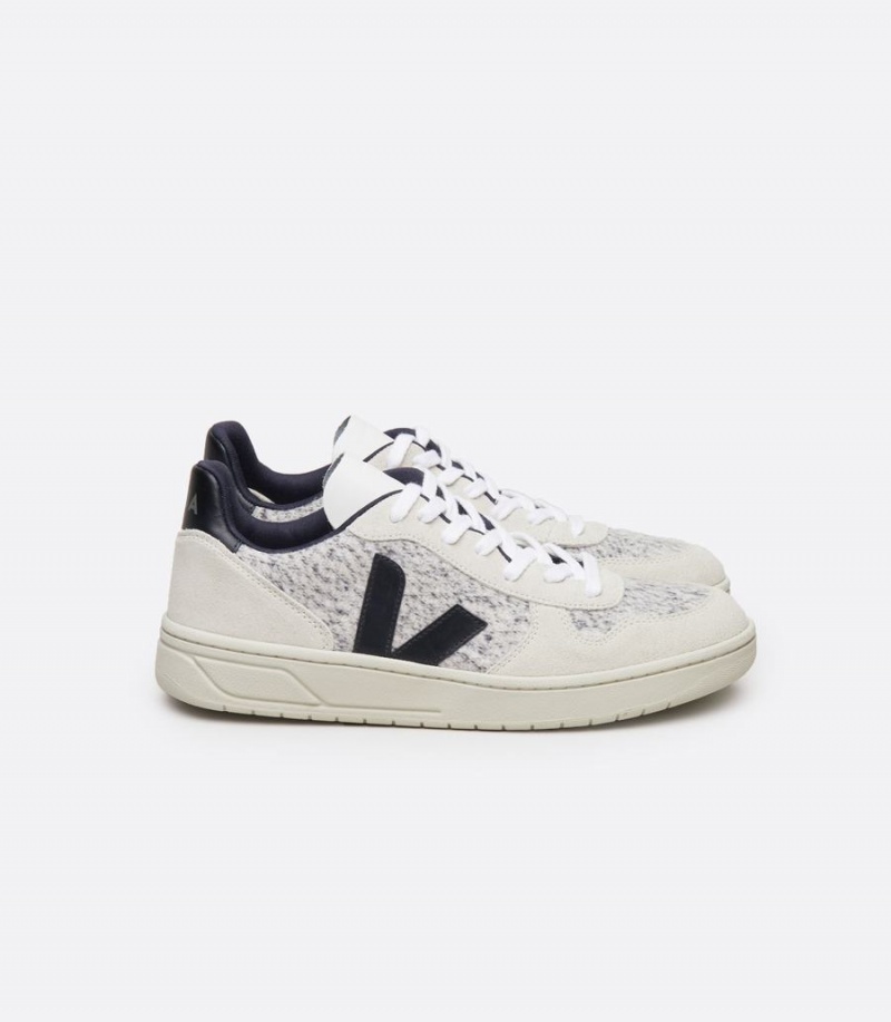 Veja V-10 Flannel Snow Erkek Kısa Ayakkabı Beyaz Siyah | RCY2972QT